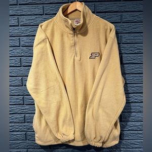 Purdue Red Oak Men's 1/4 Zip Fleece Jacket Yellow Gold Large Pullover